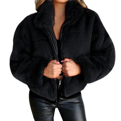 Veste oversize en fausse fourrure Col montant Doux