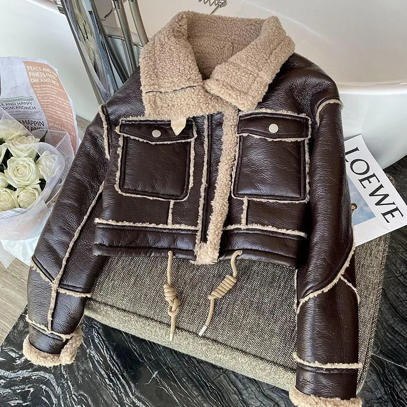 Blouson en cuir élégant hiver