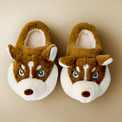 Mignonnes pantoufles husky douces pour femme