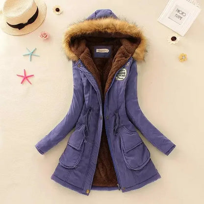Doudoune chaude pour femme avec capuche réglable