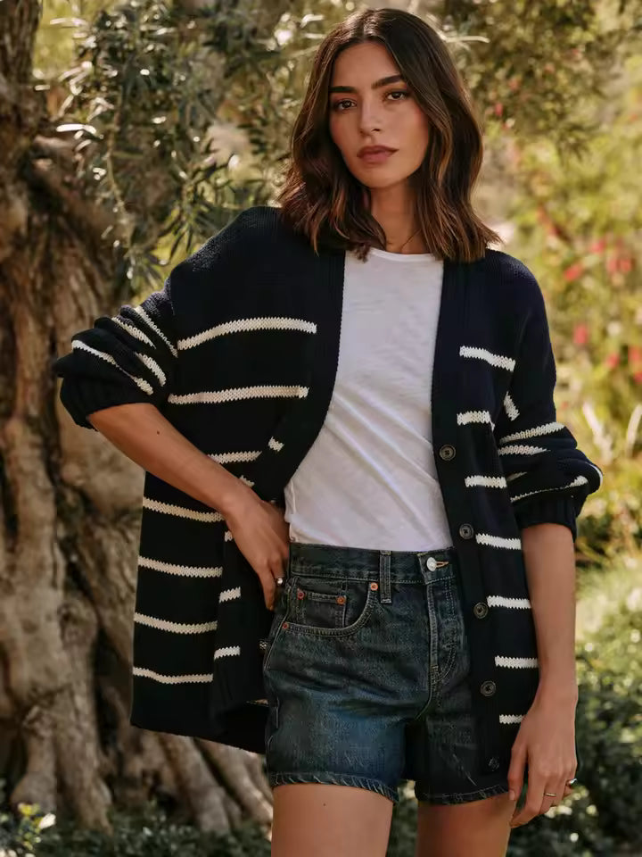 Grand gilet rayé pour femme grande taille