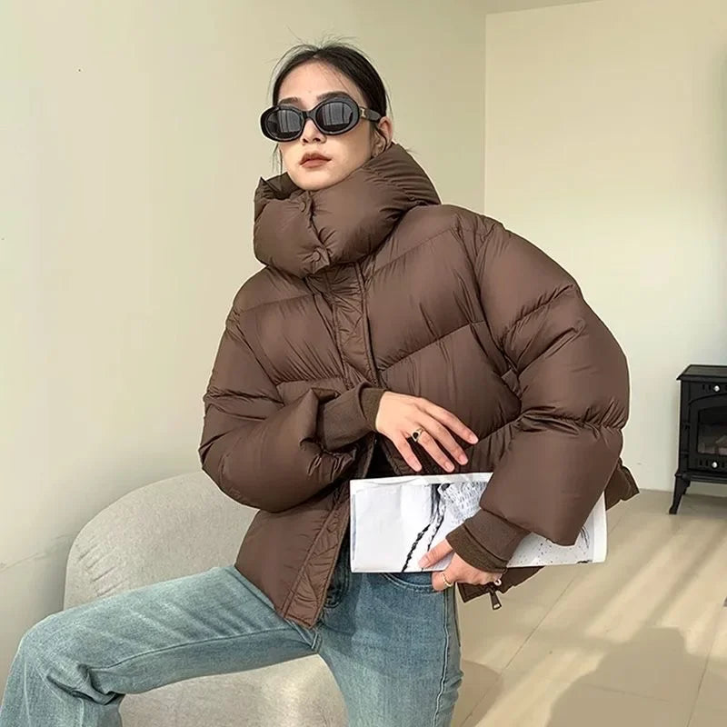 Pufferjacke Damen Oversized Warm Isoliert - IdealeKleiden