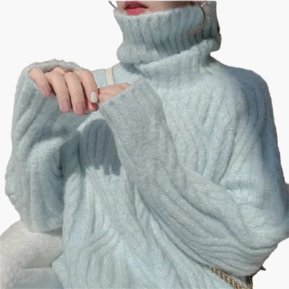 Pull coréen coupe ample col roulé
