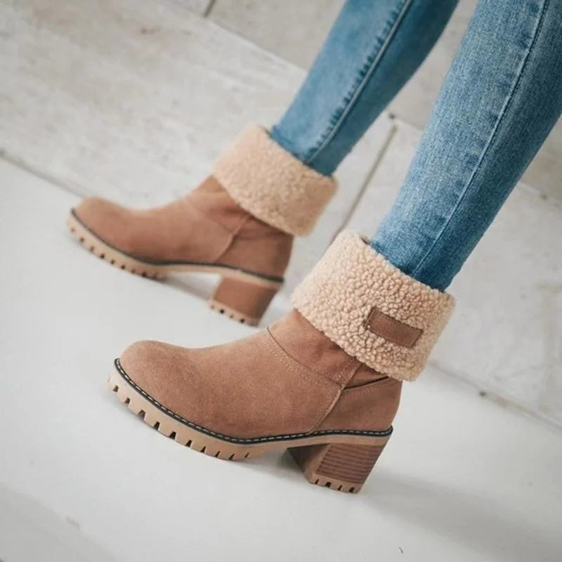Bottes d'automne à talon bloc et bout rond