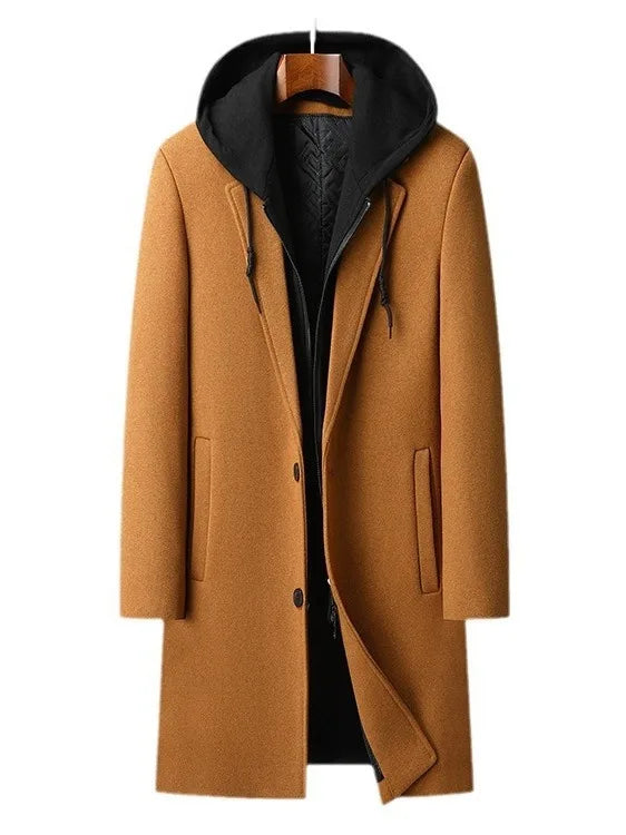 Manteau d'hiver pour hommes, manteau à capuche amovible