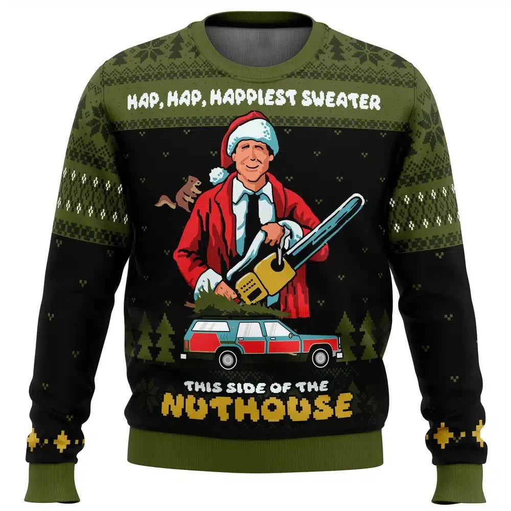 Pull de Noël homme motif ski drôle