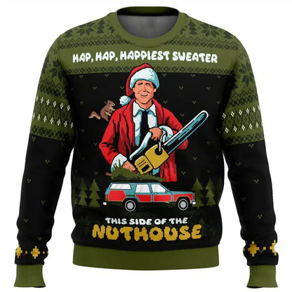 Pull de Noël homme motif ski drôle
