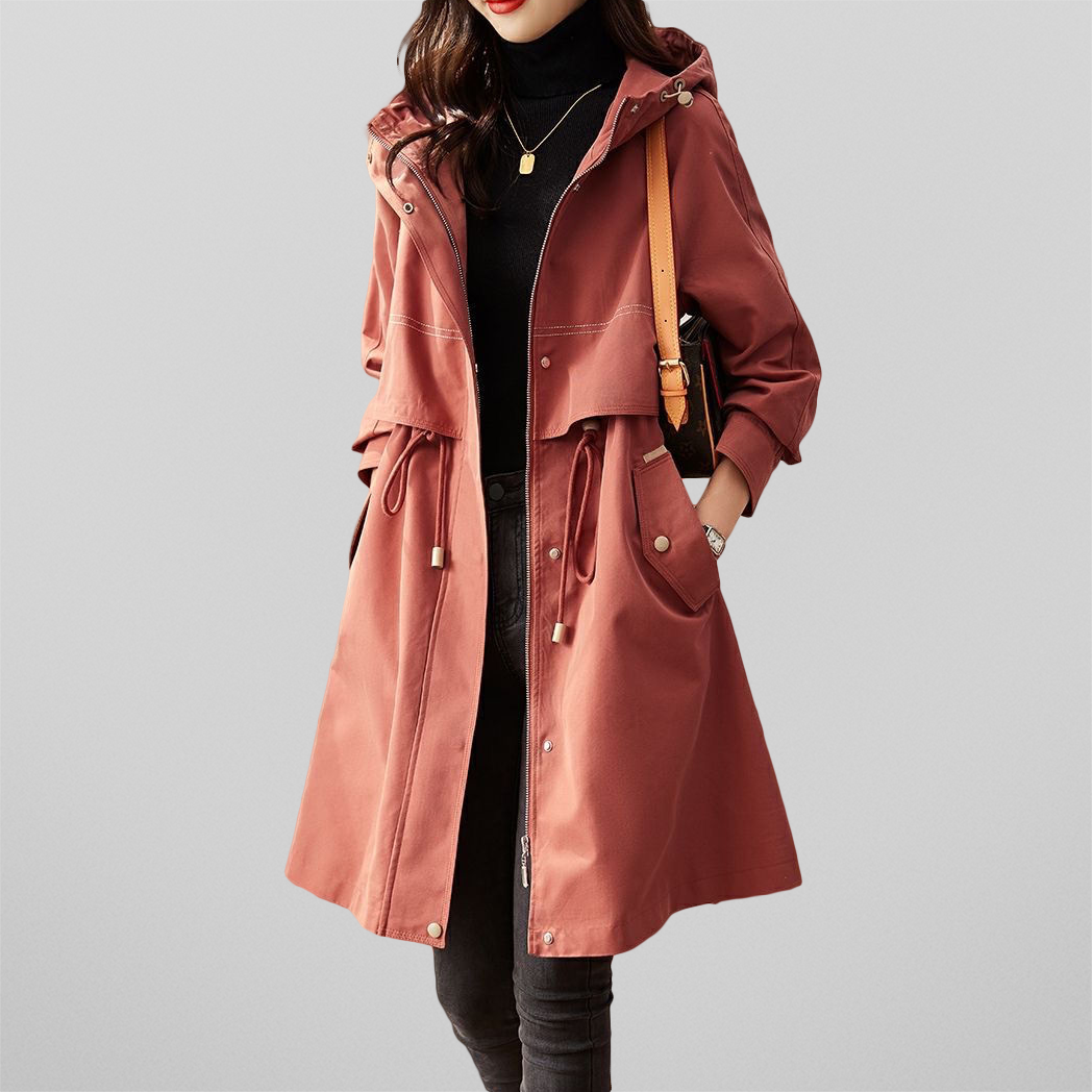 Veste stylée femme rouge capuche