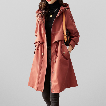 Veste stylée femme rouge capuche