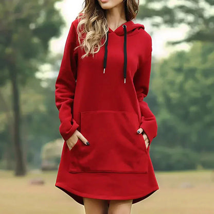 Robe pull à capuche pour femme avec poche latérale