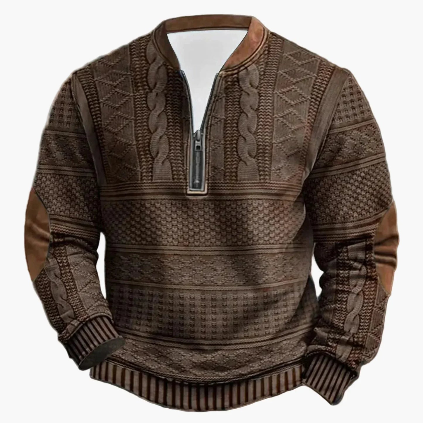 Pull d'extérieur confortable col montant zippé