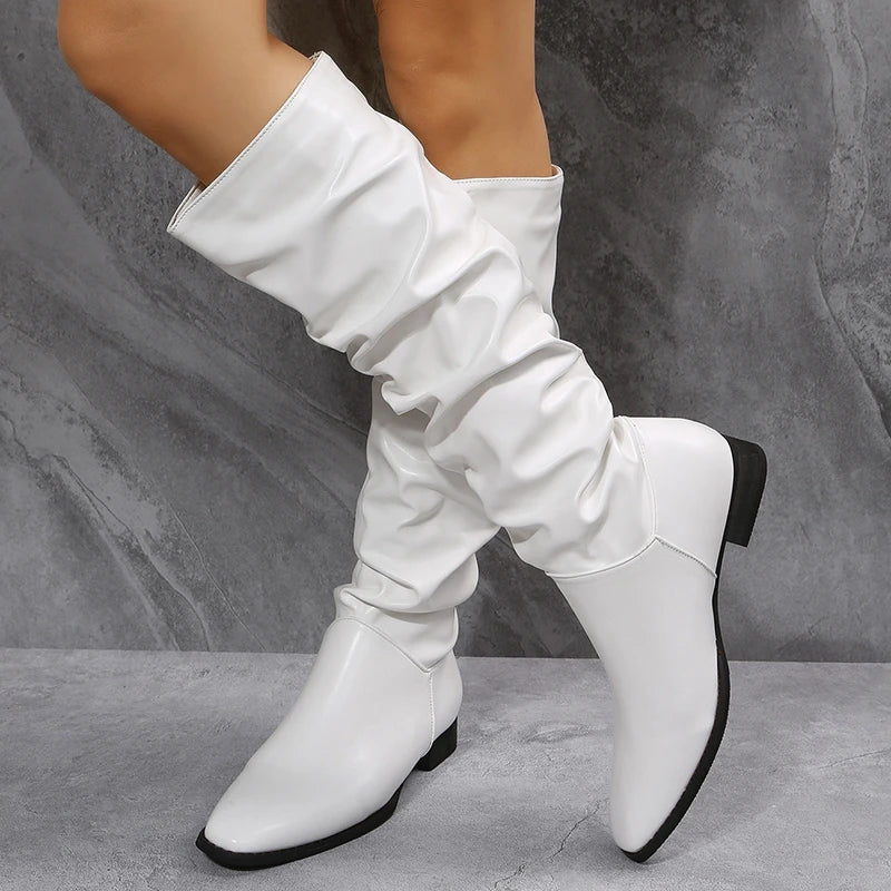 Bottes mi-mollet en similicuir style punk rock