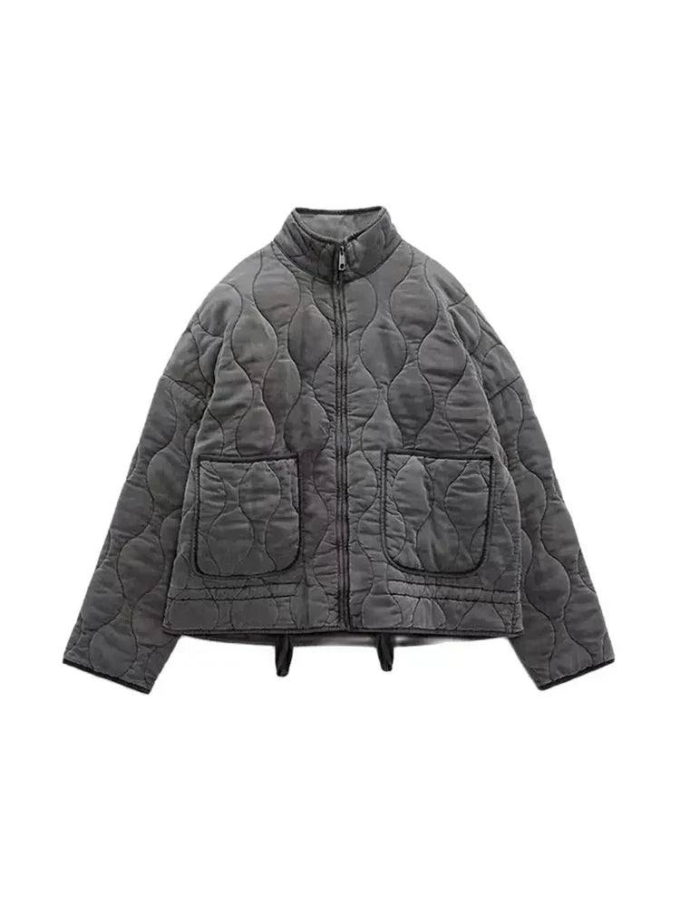 Veste zippée pratique Unie Matelassée