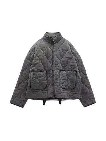Veste zippée pratique Unie Matelassée