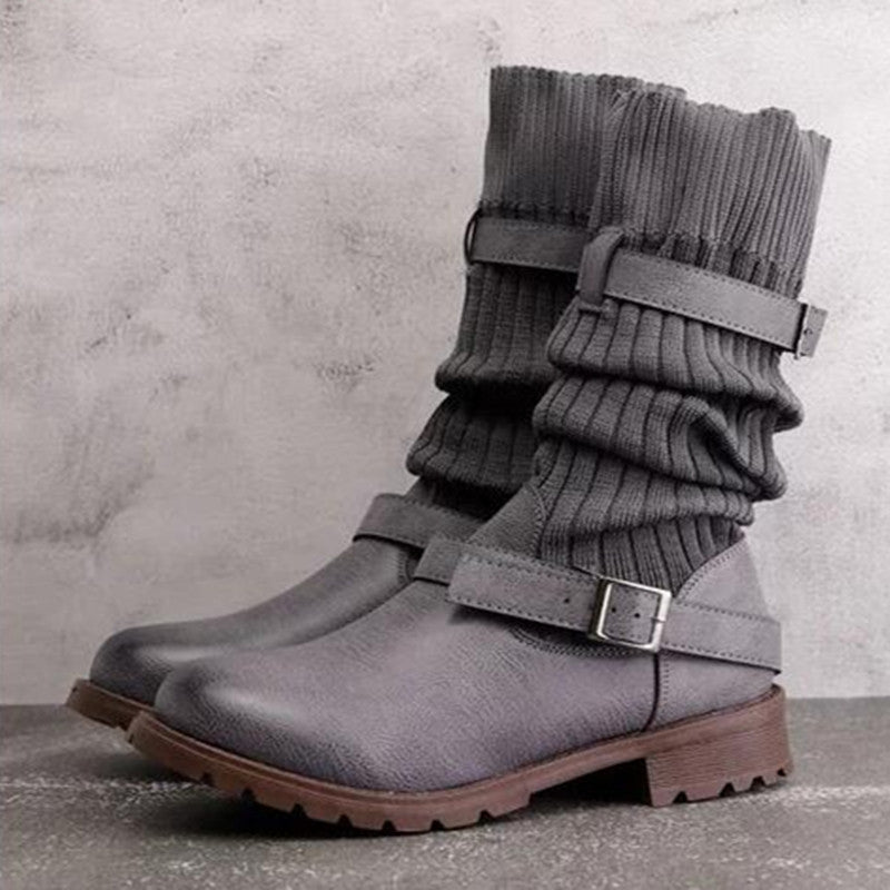 Bottes d'hiver Doublure en laine Aspect cuir