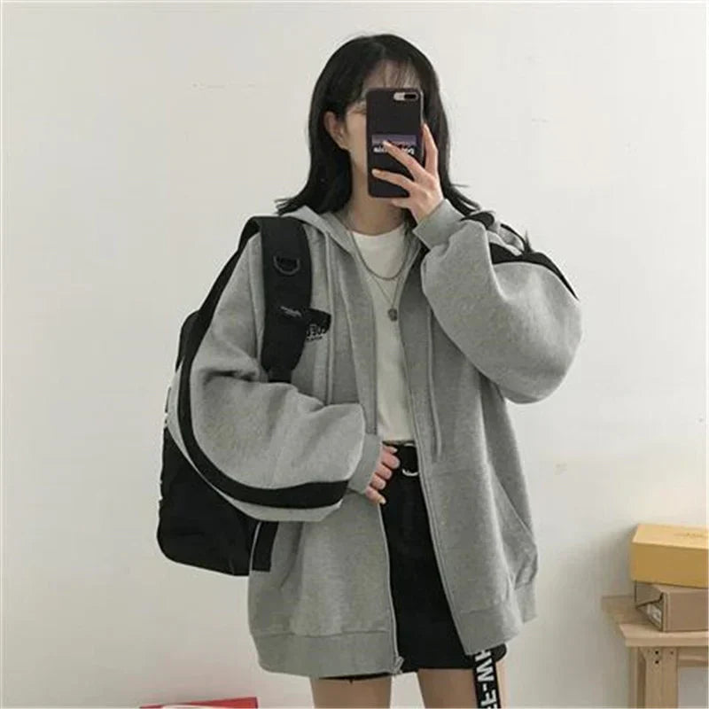 Sweat à capuche grande taille en coton confortable avec fermeture éclair