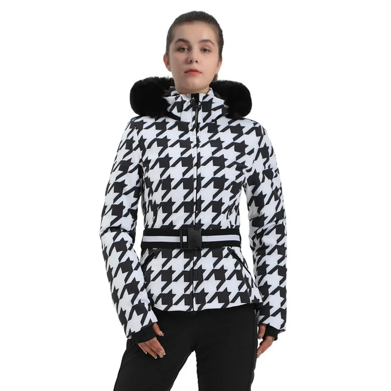 Veste de ski femme, motif hivernal, chaude