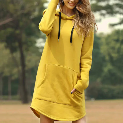 Robe pull à capuche pour femme avec poche latérale