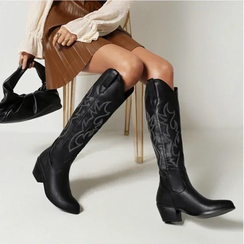Stylische Cowboystiefel Wildleder Braun Frühling - IdealeKleiden