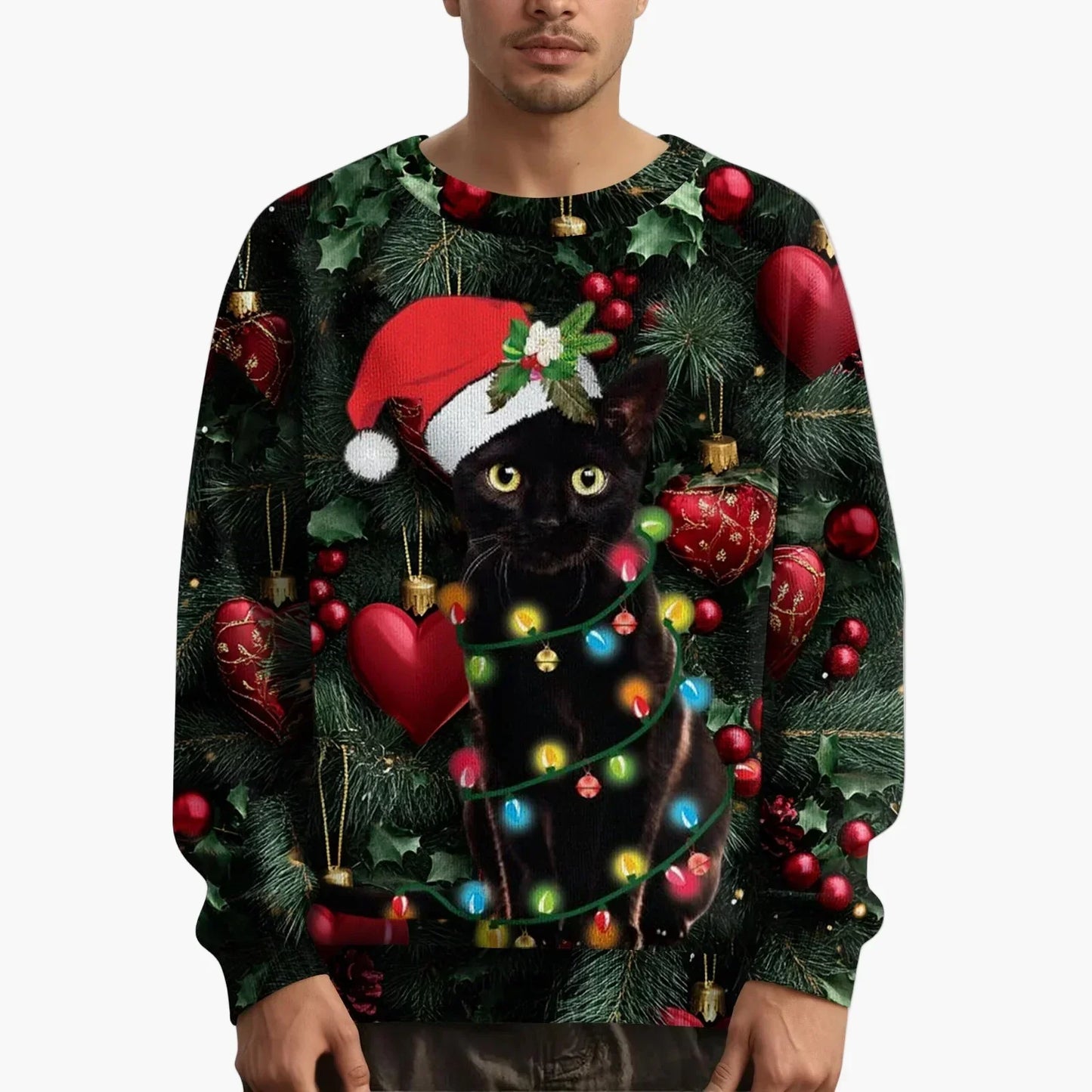 Pull de Noël motif chat Festif