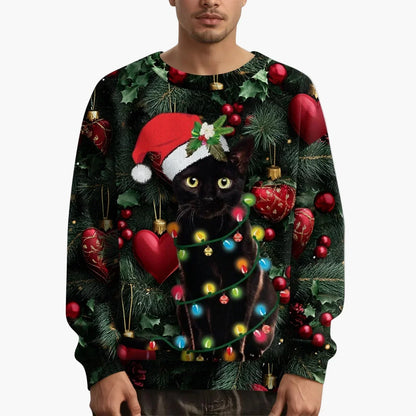 Pull de Noël motif chat Festif