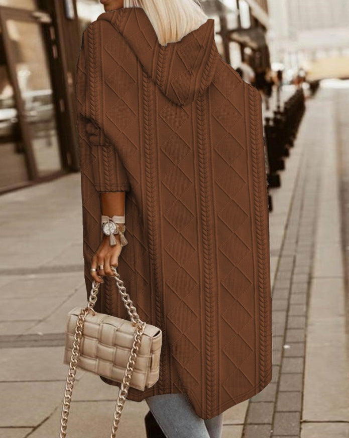 Gilet long à capuche pour femme