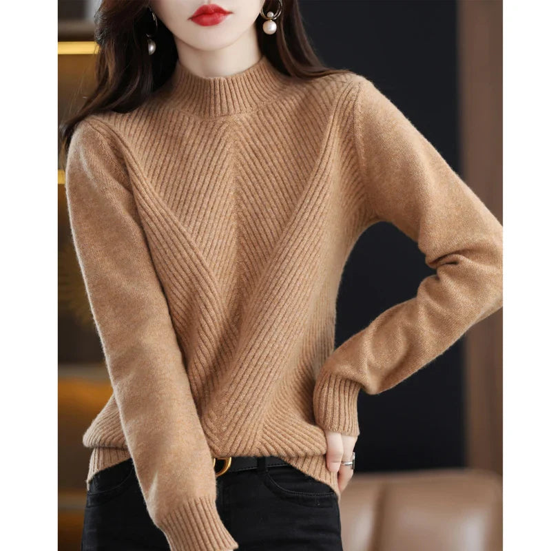 Pull tricoté Col Rond Chaud Hiver