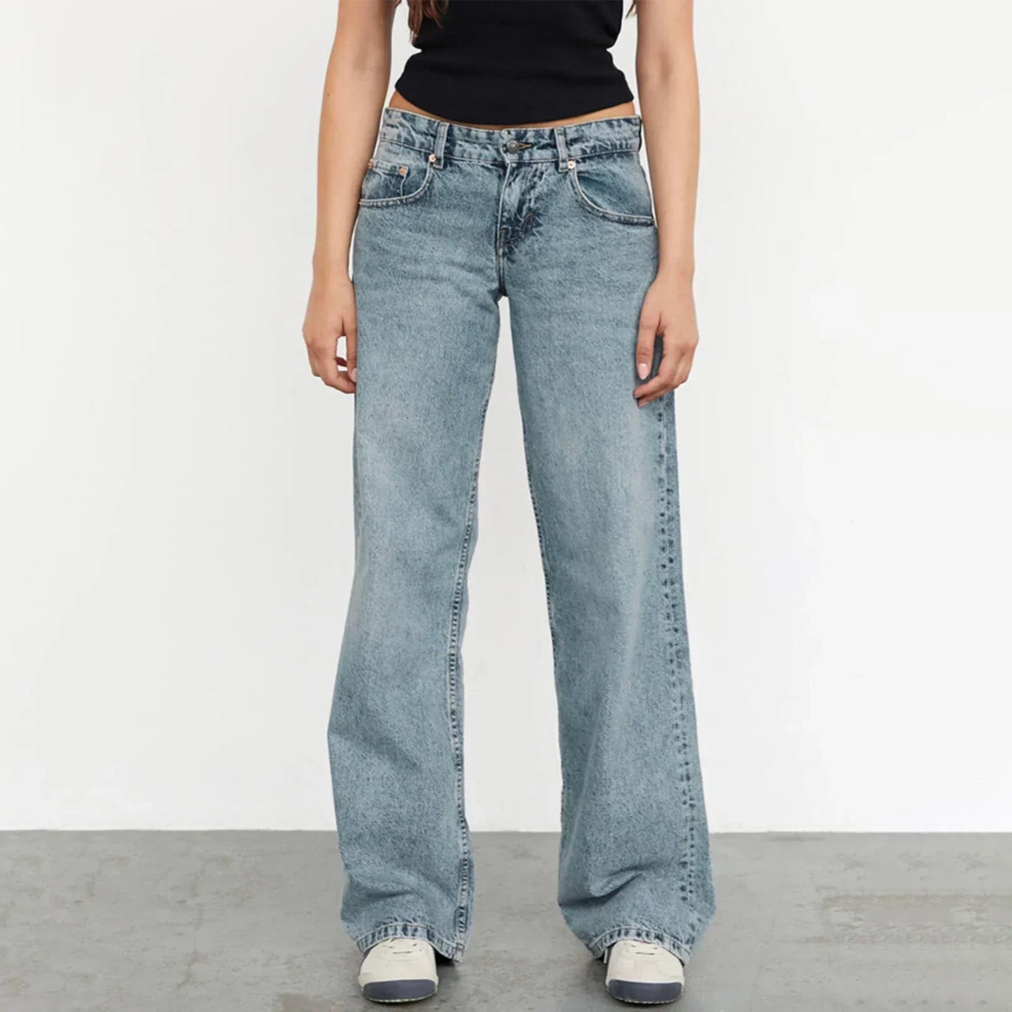 Jeans coupe large pour femme style rétro