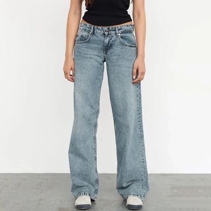 Jeans coupe large pour femme style rétro