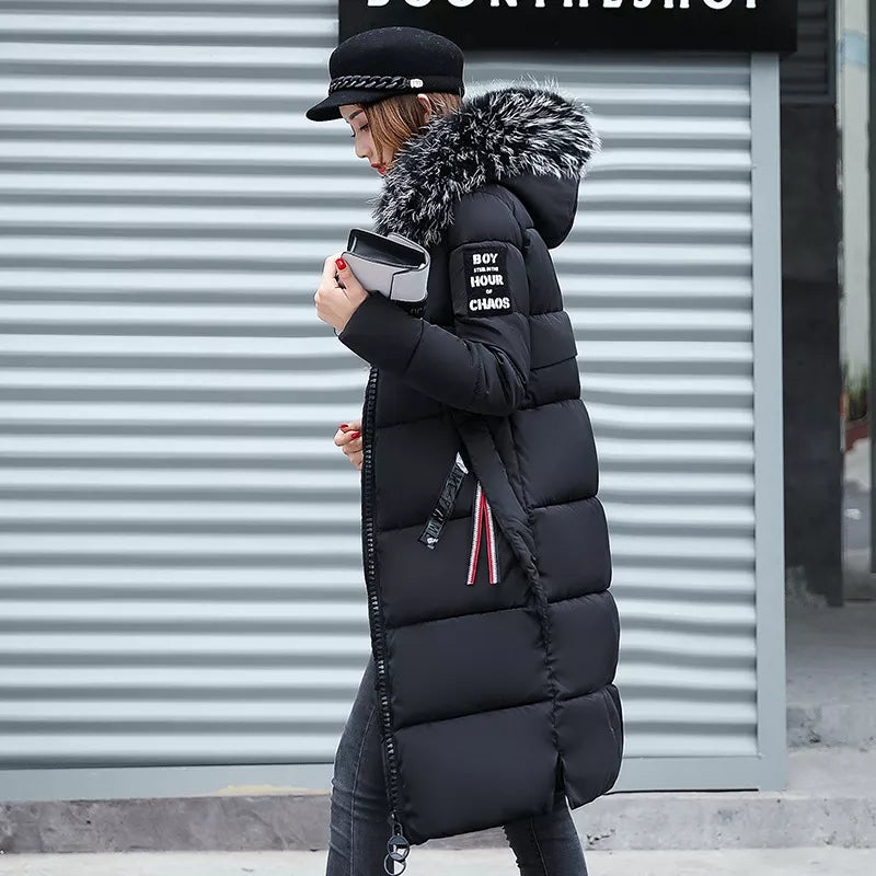 Fridli - Manteau long d'hiver pour femme avec garniture en fourrure