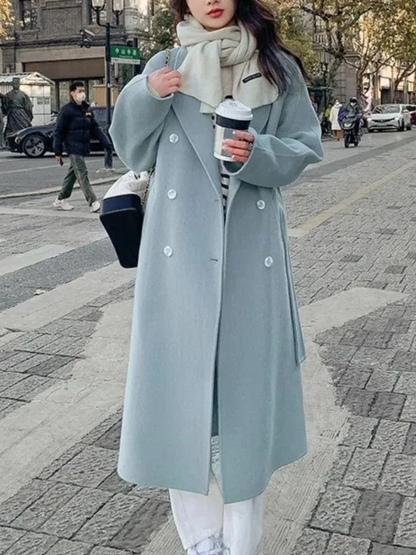 Manteau Long Femme Oversize Élégant Double Boutonnage