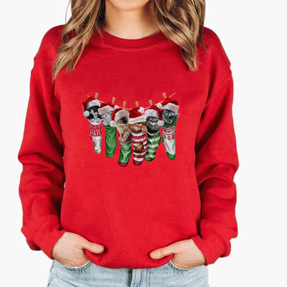Pull de Noël chat guirlande lumineuse - Pull chat drôle Hiver