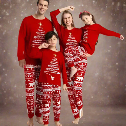 Pyjama de Noël rouge, familial, festif