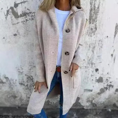 Long cardigan moderne pour femme avec boutons