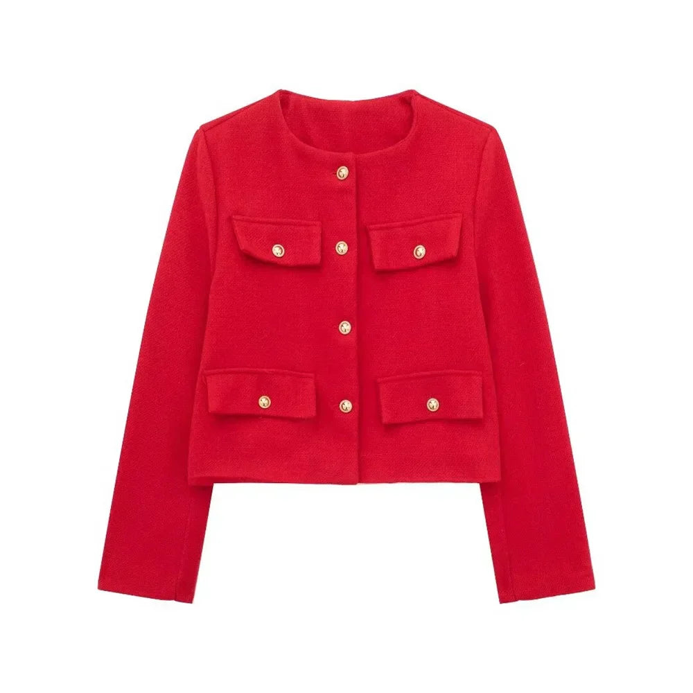 Élégante veste courte en laine pour femme