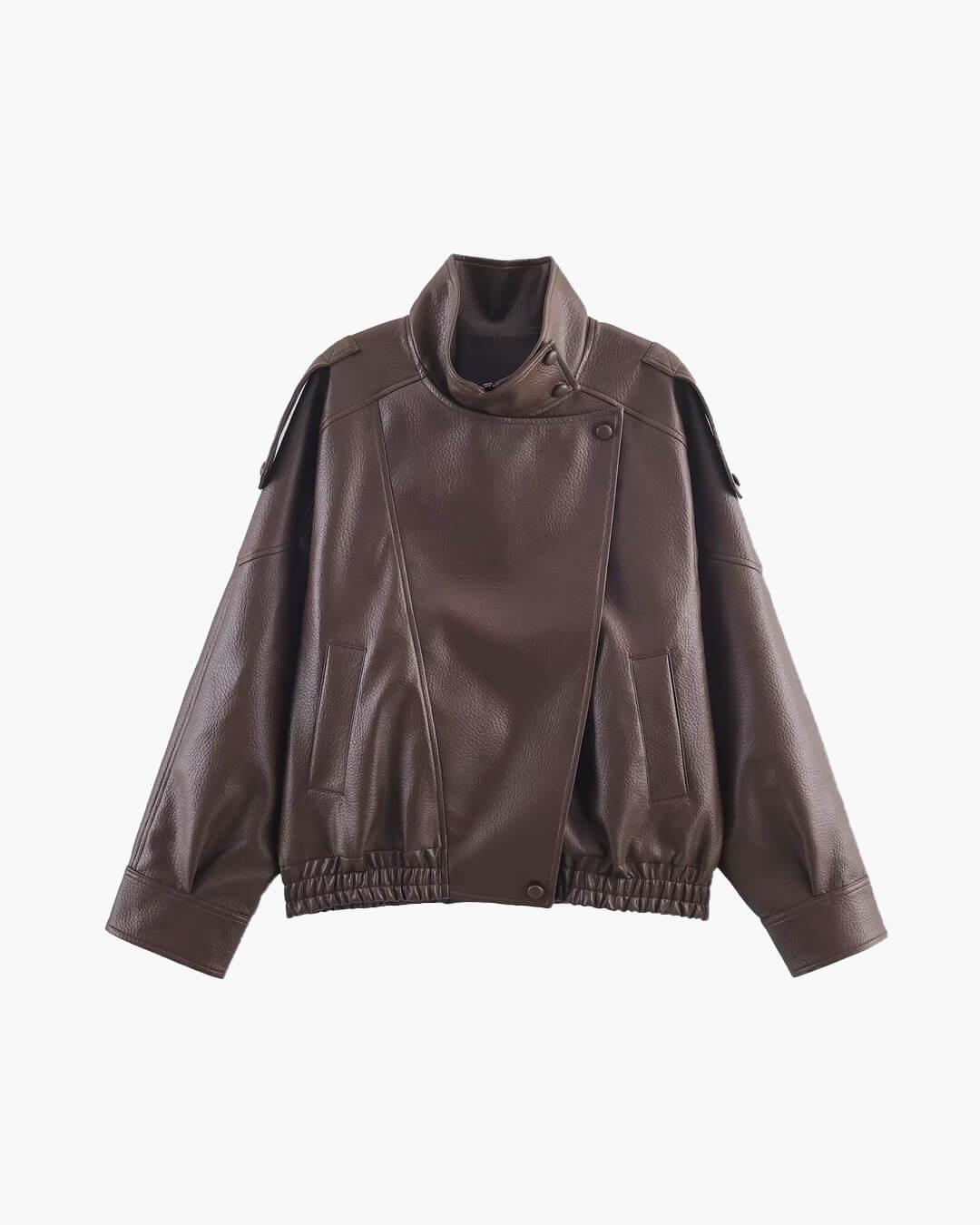 Blouson en cuir élégant à coupe asymétrique