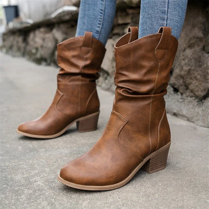 Modische Damen Stiefel Western Look - IdealeKleiden
