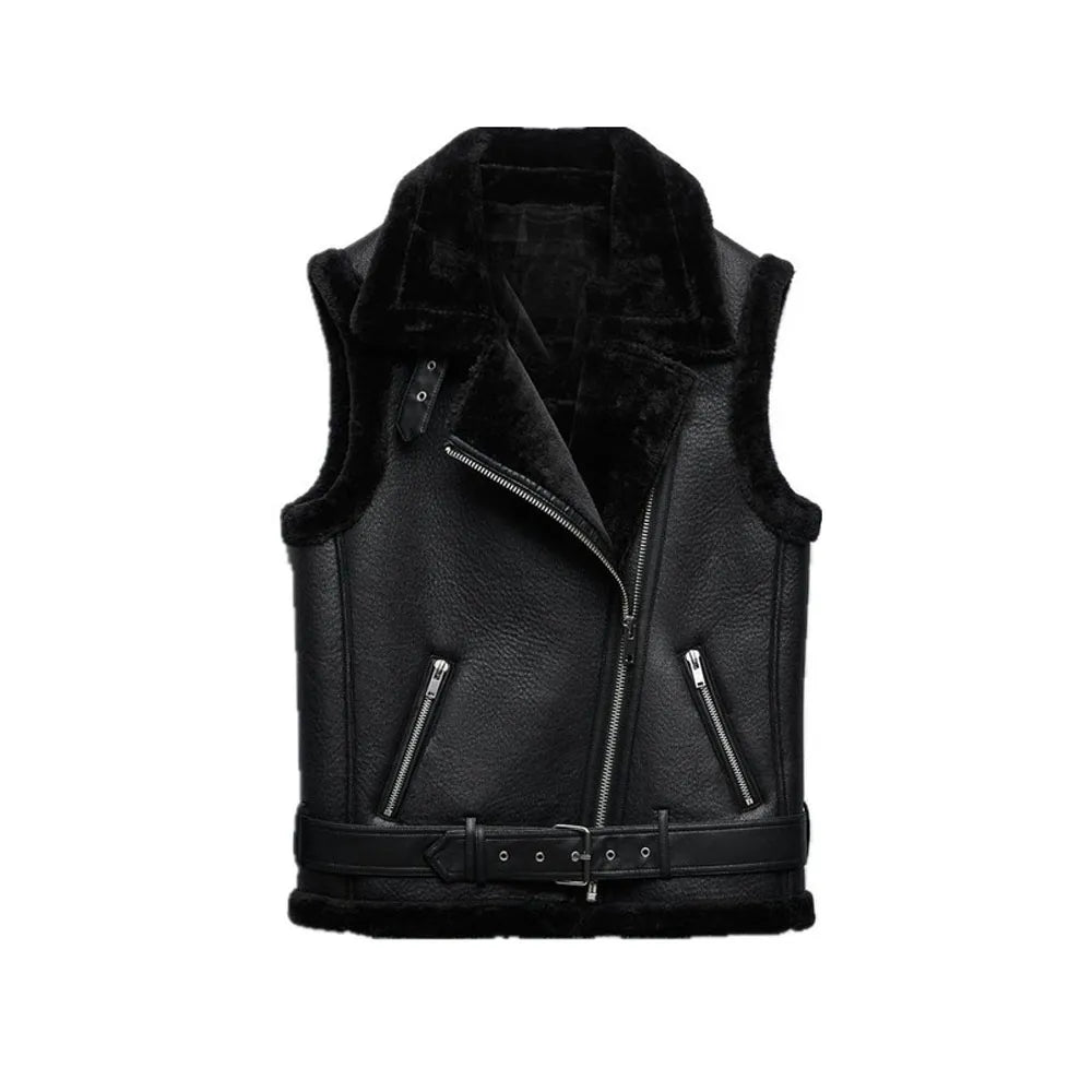 Gilet en cuir femme chaud et élégant
