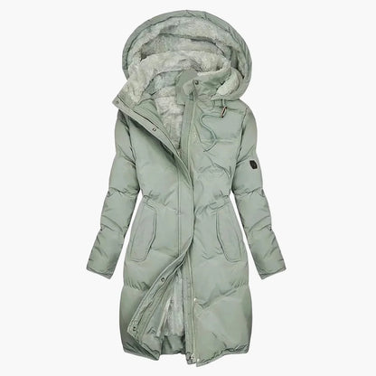 Manteau long à capuche matelassé chaud pour femme