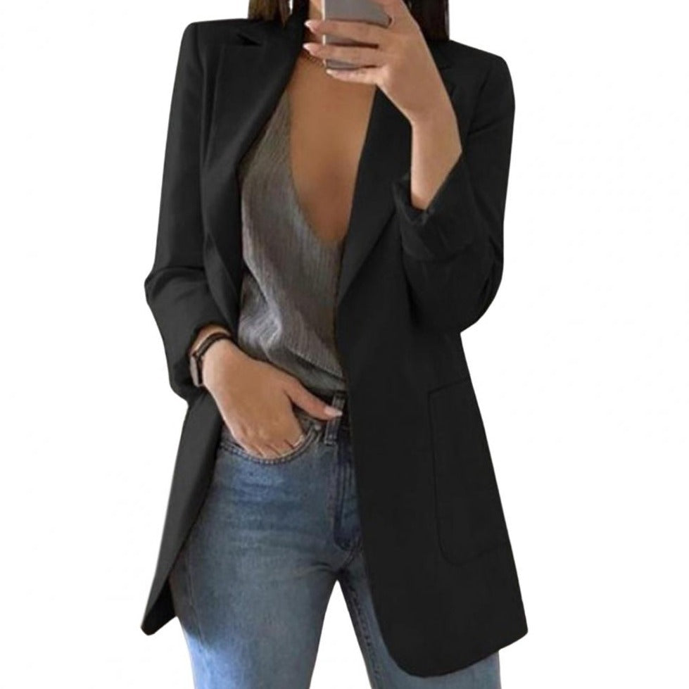 Blazer moderne femme longueur hanches grandes poches