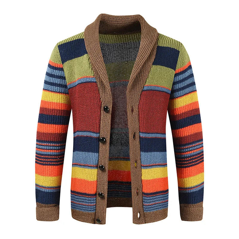 Cardigan stylé pour homme, motif géométrique coloré