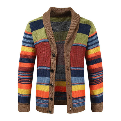 Cardigan stylé pour homme, motif géométrique coloré