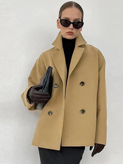 Manteau d'hiver élégant en poil de chameau pour femme