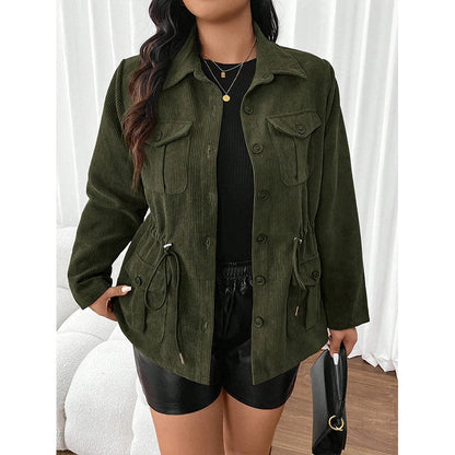 Stylische Cordjacke Damen mit praktischen Taschen - IdealeKleiden