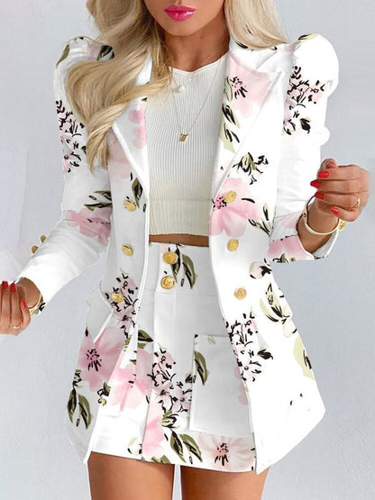Ensemble blazer et jupe à carreaux chic pour femme