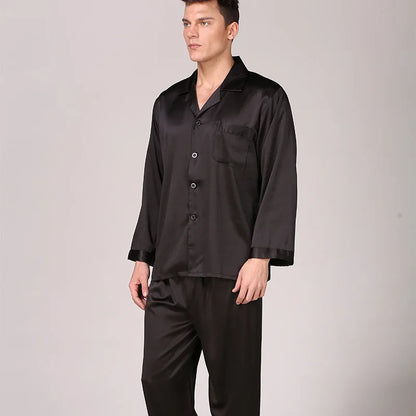 Ensemble pyjama en satin à manches longues pour homme