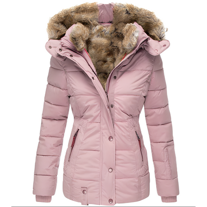 Vestes élégantes pour femme | Blouson d'hiver slim avec col en fourrure
