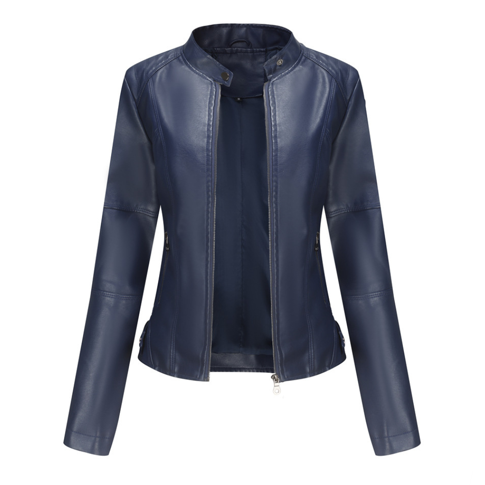 Manteau en cuir élégant pour femme, coupe ajustée