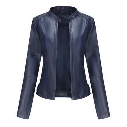 Manteau en cuir élégant pour femme, coupe ajustée