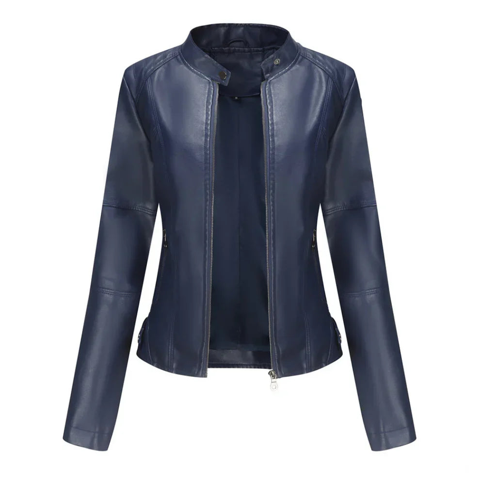 Veste en cuir femme coupe cintrée élégante
